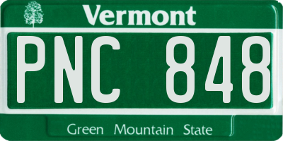 VT license plate PNC848