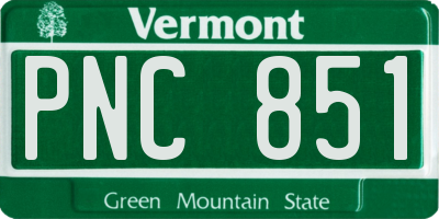 VT license plate PNC851