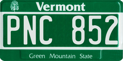 VT license plate PNC852