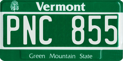 VT license plate PNC855