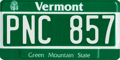 VT license plate PNC857