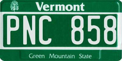 VT license plate PNC858