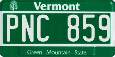 VT license plate PNC859