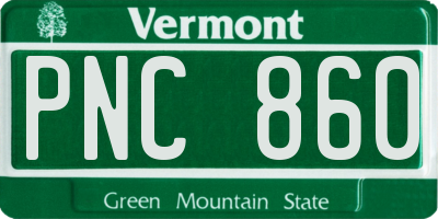 VT license plate PNC860