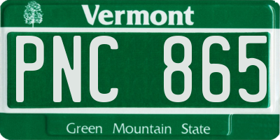 VT license plate PNC865