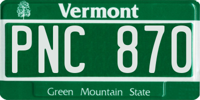 VT license plate PNC870