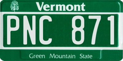 VT license plate PNC871