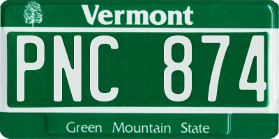 VT license plate PNC874