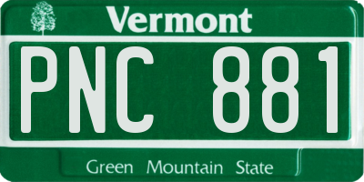 VT license plate PNC881