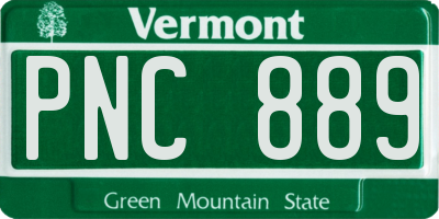 VT license plate PNC889
