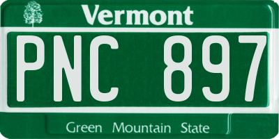 VT license plate PNC897