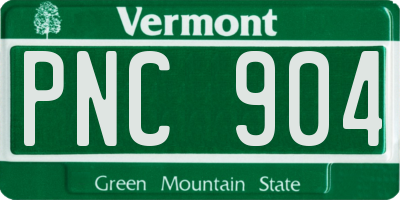 VT license plate PNC904