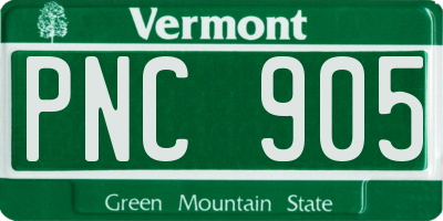 VT license plate PNC905