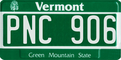 VT license plate PNC906