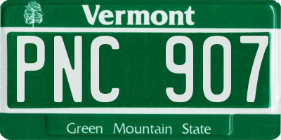 VT license plate PNC907