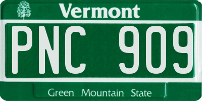 VT license plate PNC909