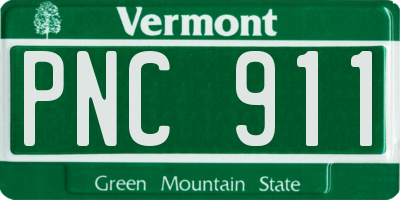 VT license plate PNC911