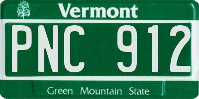 VT license plate PNC912