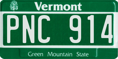 VT license plate PNC914