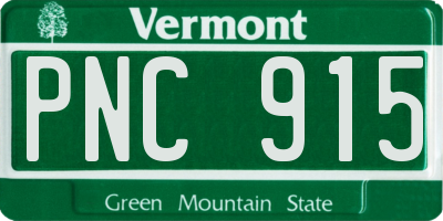 VT license plate PNC915