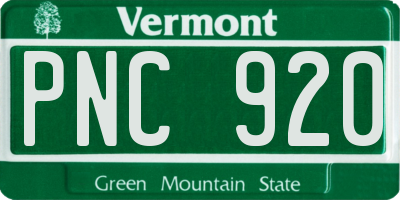 VT license plate PNC920