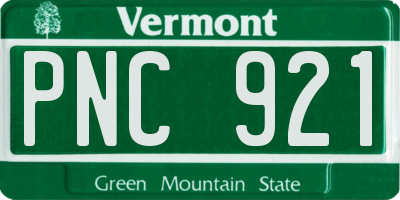 VT license plate PNC921