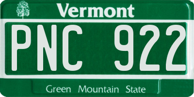 VT license plate PNC922