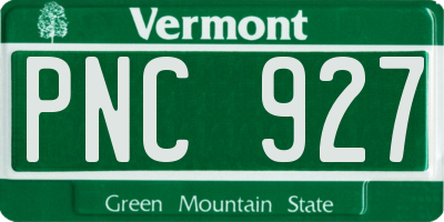 VT license plate PNC927