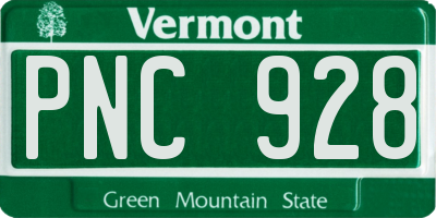 VT license plate PNC928