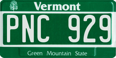 VT license plate PNC929