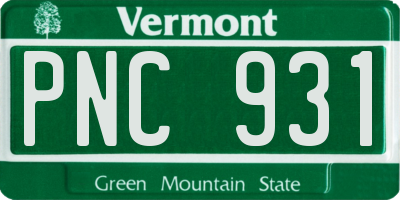VT license plate PNC931