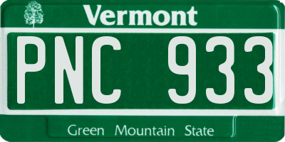 VT license plate PNC933