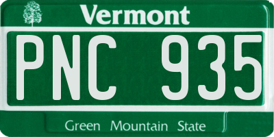 VT license plate PNC935
