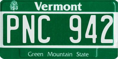 VT license plate PNC942