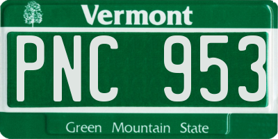 VT license plate PNC953