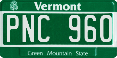 VT license plate PNC960