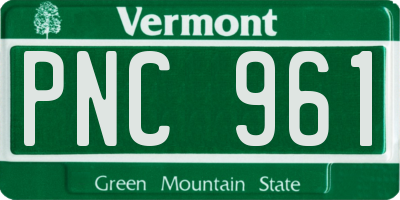 VT license plate PNC961
