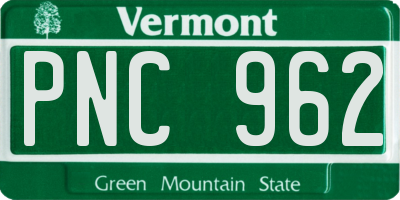VT license plate PNC962