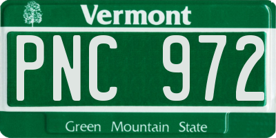 VT license plate PNC972
