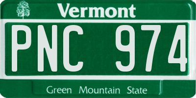 VT license plate PNC974
