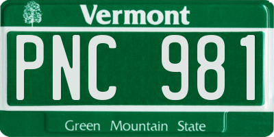 VT license plate PNC981