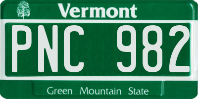 VT license plate PNC982