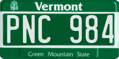 VT license plate PNC984