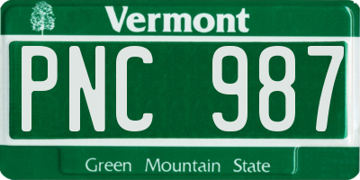 VT license plate PNC987