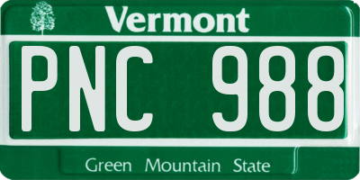 VT license plate PNC988