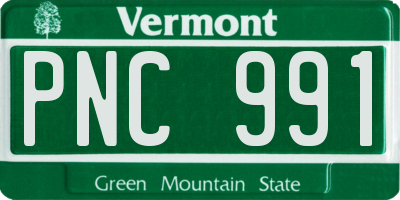 VT license plate PNC991