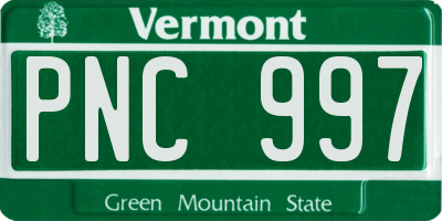 VT license plate PNC997