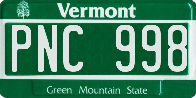 VT license plate PNC998