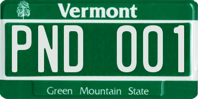 VT license plate PND001