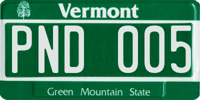 VT license plate PND005